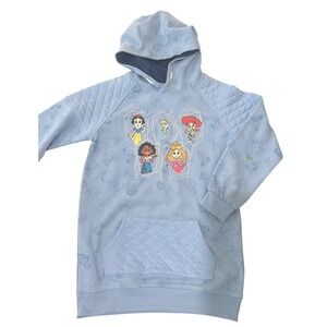 Disney 100 Girls Blue Hoodie Quilted Raglan Sleeve Character Print L 10/12